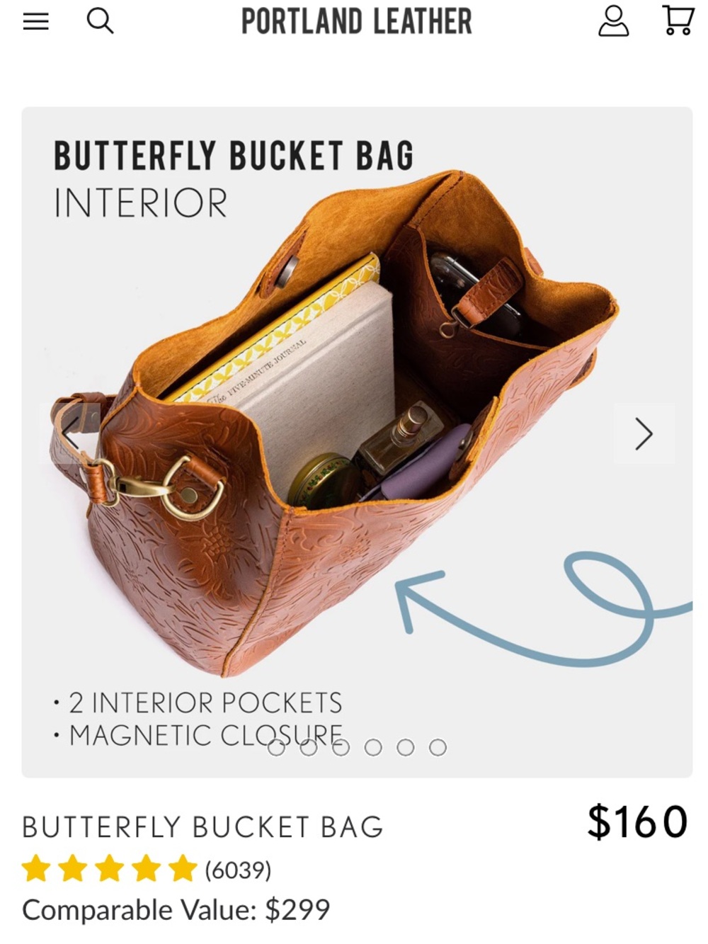 PORTLAND LEATHER BUTTERFLY BUCKET BAG IN HONEY - Picture 6 of 15